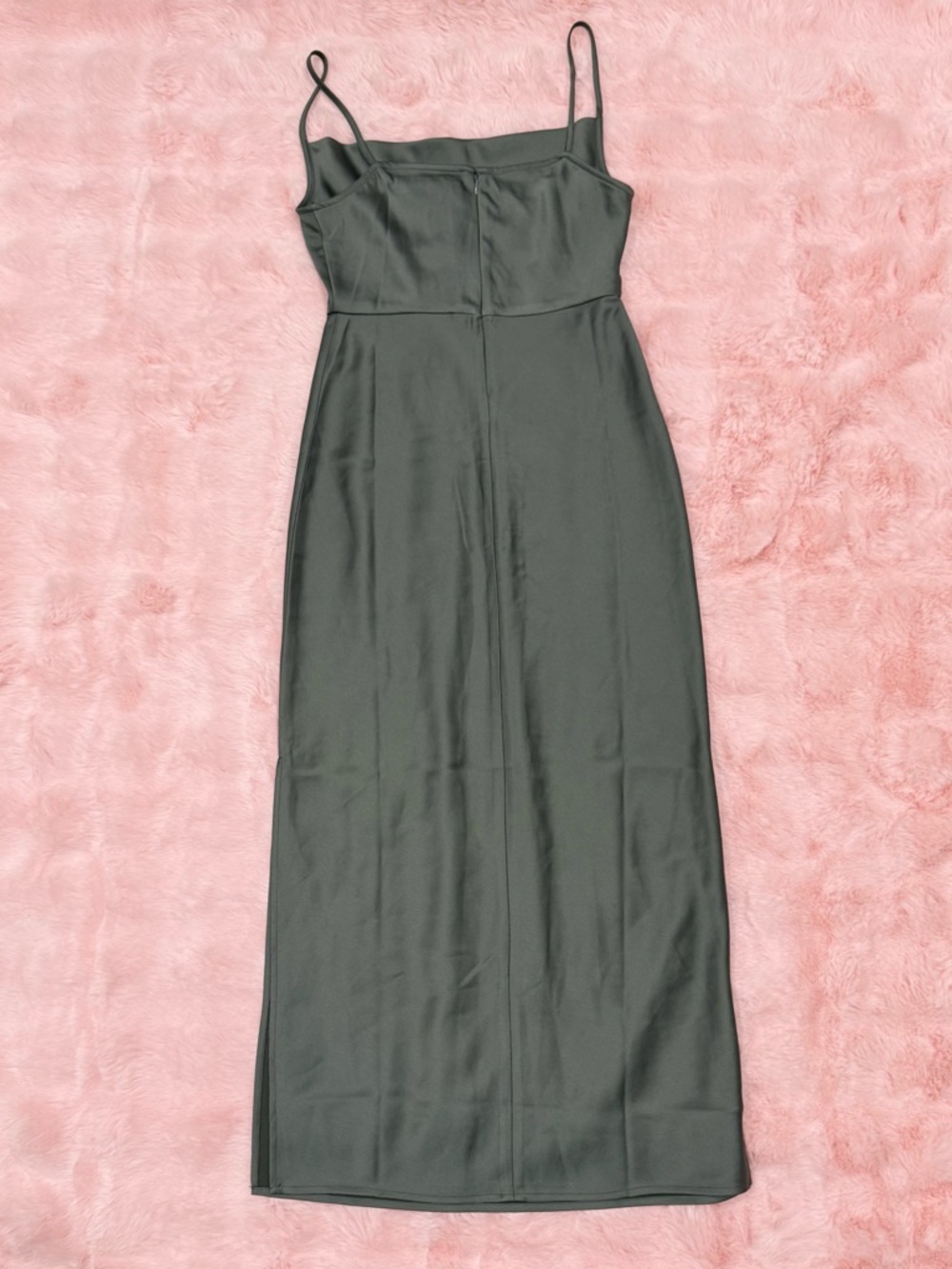 BHLDN Anthropologie Cali Satin Cowl Charmeuse Forest Green Dress - Picture 4 of 6